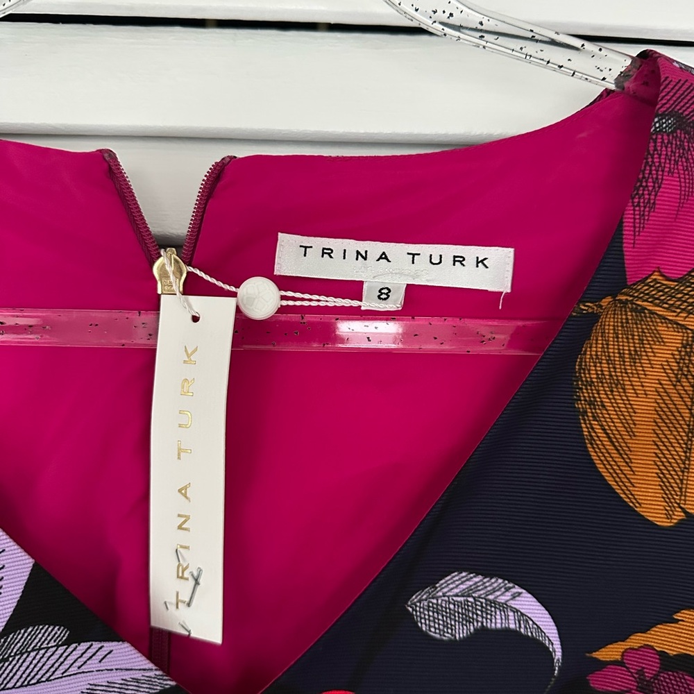Trina Turk Multicolor Floral Long Sleeve Cocktail Dress - Picture 3 of 10